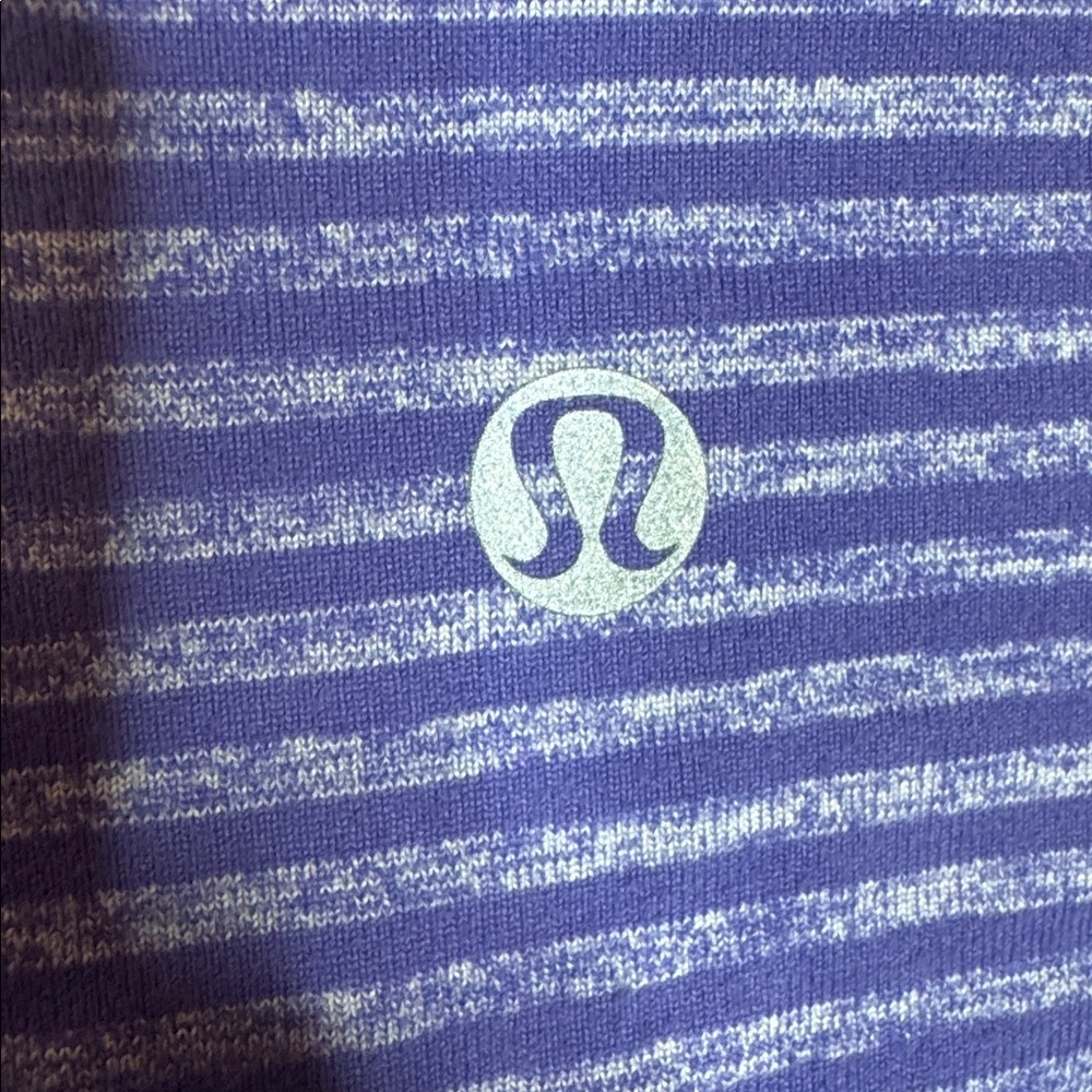 Lululemon Run Your Heart Out Pullover Purple Stripe Half Zip Size 8 - Picture 10 of 12